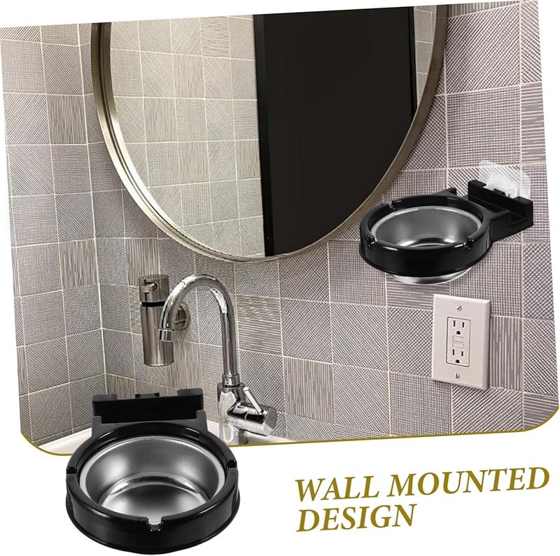 منفضة سجائر سوداء مثبتة على الحائط للاستخدام في الحمامات الخارجية والمنزل للتدخين والسيجار مقاس 13x10x3.5 سم - Image 3